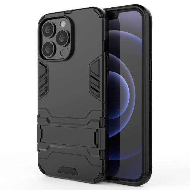 PC + TPU Shockproof Protective Case with Invisible Holder For iPhone 13 Pro(Black)-garmade.com