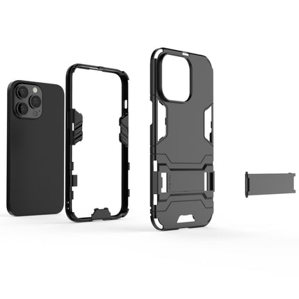 PC + TPU Shockproof Protective Case with Invisible Holder For iPhone 13 Pro(Black)-garmade.com