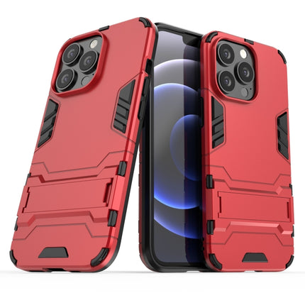 PC + TPU Shockproof Protective Case with Invisible Holder For iPhone 13 Pro(Red)-garmade.com