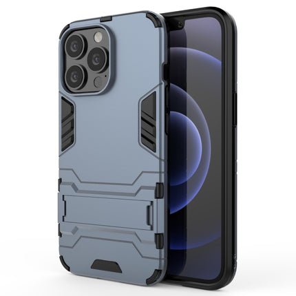 PC + TPU Shockproof Protective Case with Invisible Holder For iPhone 13 Pro(Navy Blue)-garmade.com
