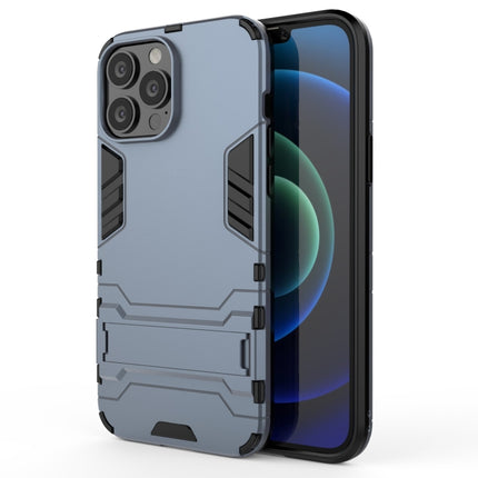 PC + TPU Shockproof Protective Case with Invisible Holder For iPhone 13 Pro Max(Navy Blue)-garmade.com