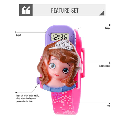 SKMEI 1752 Three-dimensional Cartoon Princess LED Digital Display Electronic Watch for Children(Rose Red)-garmade.com