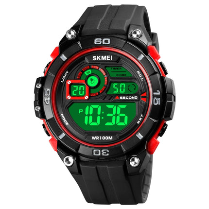 SKMEI 1756 Dual Time Countdown Alarm Clock Men Sports Luminous Electronic Watch(Red)-garmade.com