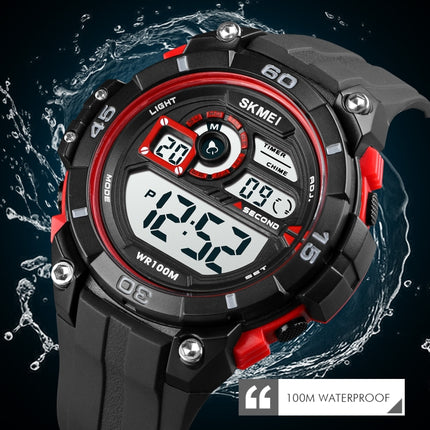 SKMEI 1756 Dual Time Countdown Alarm Clock Men Sports Luminous Electronic Watch(Black)-garmade.com