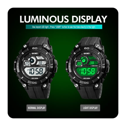 SKMEI 1756 Dual Time Countdown Alarm Clock Men Sports Luminous Electronic Watch(Black)-garmade.com