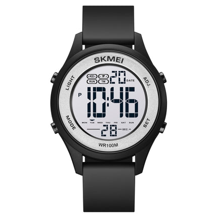 SKMEI 1758 Multifunctional LED Digital Display Luminous Silicone Strap Electronic Watch(Black Silver)-garmade.com