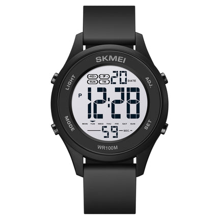 SKMEI 1758 Multifunctional LED Digital Display Luminous Silicone Strap Electronic Watch(Black White)-garmade.com