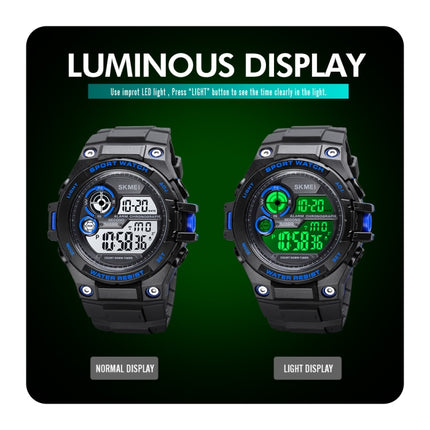 SKMEI 1759 Dual Time Digital Display Waterproof PU Leather Strap Luminous Electronic Watch(Red)-garmade.com