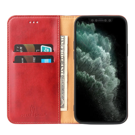 Fierre Shann PU Leather Texture Horizontal Flip Leather Case with Holder & Card Slots & Wallet For iPhone 13 mini(Red)-garmade.com