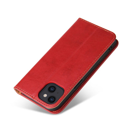 Fierre Shann PU Leather Texture Horizontal Flip Leather Case with Holder & Card Slots & Wallet For iPhone 13 mini(Red)-garmade.com