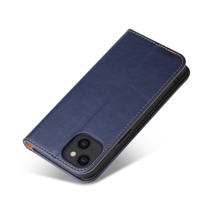 Fierre Shann PU Leather Texture Horizontal Flip Leather Case with Holder & Card Slots & Wallet For iPhone 13 mini(Blue)-garmade.com