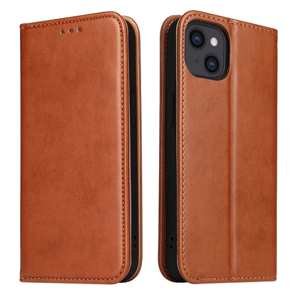 Fierre Shann PU Leather Texture Horizontal Flip Leather Case with Holder & Card Slots & Wallet For iPhone 13 mini(Brown)-garmade.com