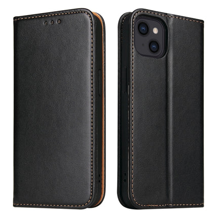 Fierre Shann PU Leather Texture Horizontal Flip Leather Case with Holder & Card Slots & Wallet For iPhone 13(Black)-garmade.com