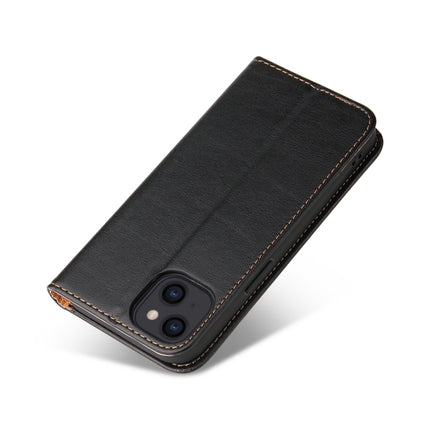 Fierre Shann PU Leather Texture Horizontal Flip Leather Case with Holder & Card Slots & Wallet For iPhone 13(Black)-garmade.com