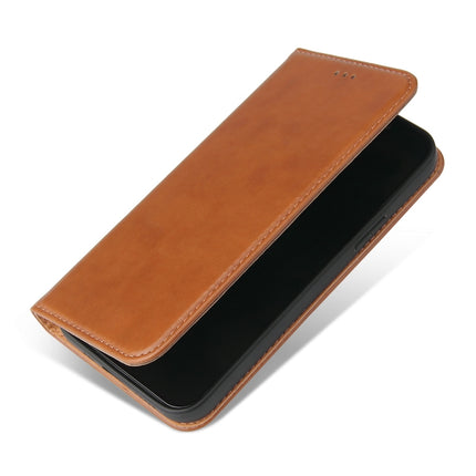 Fierre Shann PU Leather Texture Horizontal Flip Leather Case with Holder & Card Slots & Wallet For iPhone 13(Brown)-garmade.com