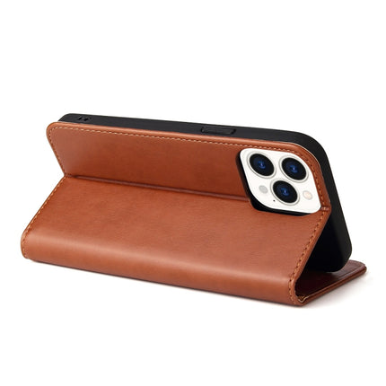 Fierre Shann PU Leather Texture Horizontal Flip Leather Case with Holder & Card Slots & Wallet For iPhone 13 Pro(Brown)-garmade.com