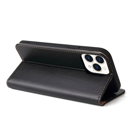 Fierre Shann PU Leather Texture Horizontal Flip Leather Case with Holder & Card Slots & Wallet For iPhone 13 Pro Max(Black)-garmade.com