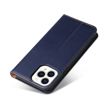 Fierre Shann PU Leather Texture Horizontal Flip Leather Case with Holder & Card Slots & Wallet For iPhone 13 Pro Max(Blue)-garmade.com
