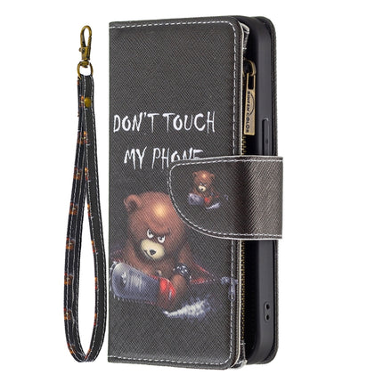 Colored Drawing Pattern Zipper Horizontal Flip Leather Case with Holder & Card Slots & Wallet For iPhone 13 mini(Bear)-garmade.com