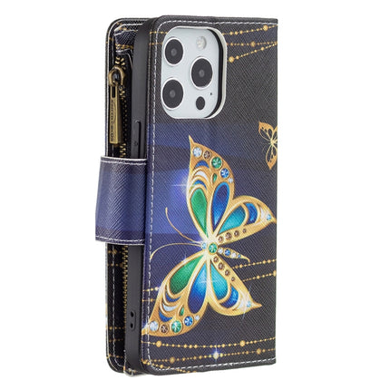 Colored Drawing Pattern Zipper Horizontal Flip Leather Case with Holder & Card Slots & Wallet For iPhone 13 mini(Big Butterfly)-garmade.com