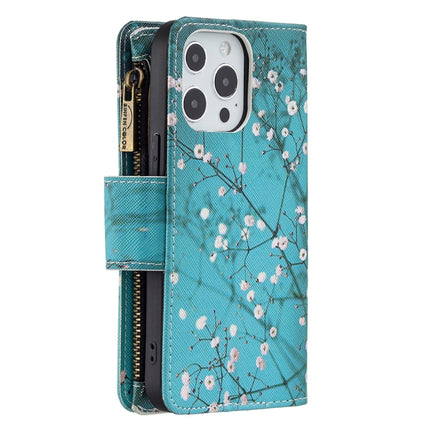 Colored Drawing Pattern Zipper Horizontal Flip Leather Case with Holder & Card Slots & Wallet For iPhone 13 mini(Plum Blossom)-garmade.com