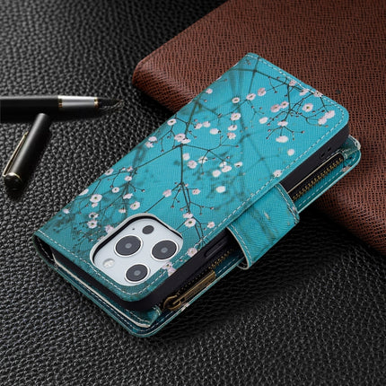 Colored Drawing Pattern Zipper Horizontal Flip Leather Case with Holder & Card Slots & Wallet For iPhone 13 mini(Plum Blossom)-garmade.com