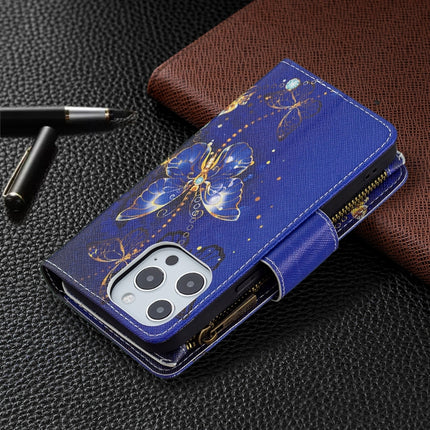 Colored Drawing Pattern Zipper Horizontal Flip Leather Case with Holder & Card Slots & Wallet For iPhone 13(Purple Butterfly)-garmade.com