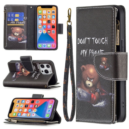 Colored Drawing Pattern Zipper Horizontal Flip Leather Case with Holder & Card Slots & Wallet For iPhone 13(Bear)-garmade.com