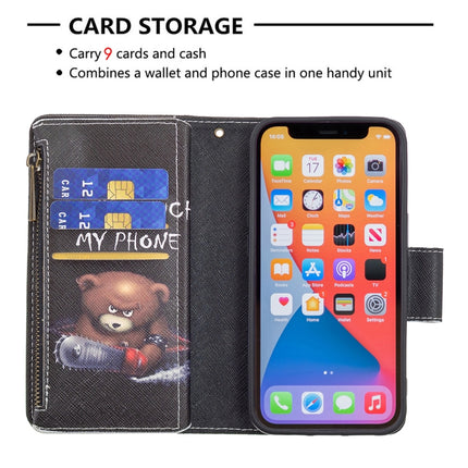 Colored Drawing Pattern Zipper Horizontal Flip Leather Case with Holder & Card Slots & Wallet For iPhone 13(Bear)-garmade.com