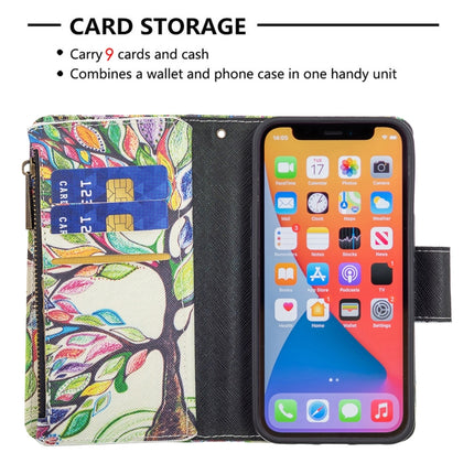 Colored Drawing Pattern Zipper Horizontal Flip Leather Case with Holder & Card Slots & Wallet For iPhone 13(Tree)-garmade.com
