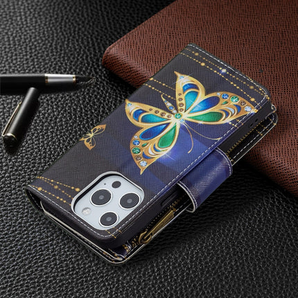 Colored Drawing Pattern Zipper Horizontal Flip Leather Case with Holder & Card Slots & Wallet For iPhone 13(Big Butterfly)-garmade.com