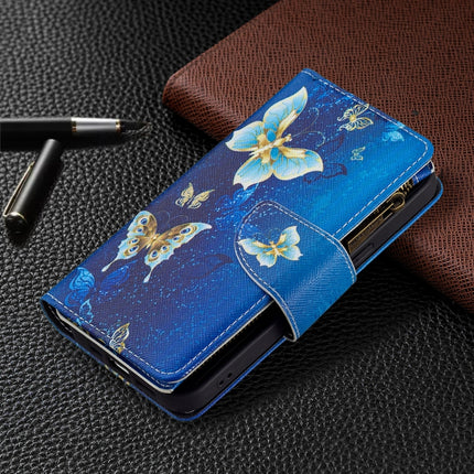 Colored Drawing Pattern Zipper Horizontal Flip Leather Case with Holder & Card Slots & Wallet For iPhone 13(Gold Butterfly)-garmade.com