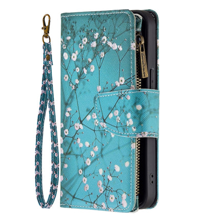 Colored Drawing Pattern Zipper Horizontal Flip Leather Case with Holder & Card Slots & Wallet For iPhone 13(Plum Blossom)-garmade.com