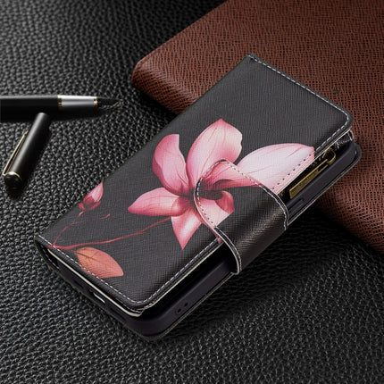 Colored Drawing Pattern Zipper Horizontal Flip Leather Case with Holder & Card Slots & Wallet For iPhone 13(Lotus)-garmade.com