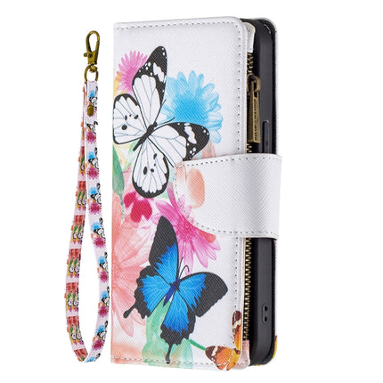 Colored Drawing Pattern Zipper Horizontal Flip Leather Case with Holder & Card Slots & Wallet For iPhone 13 Pro(Two Butterflies)-garmade.com
