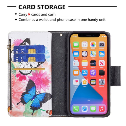 Colored Drawing Pattern Zipper Horizontal Flip Leather Case with Holder & Card Slots & Wallet For iPhone 13 Pro(Two Butterflies)-garmade.com