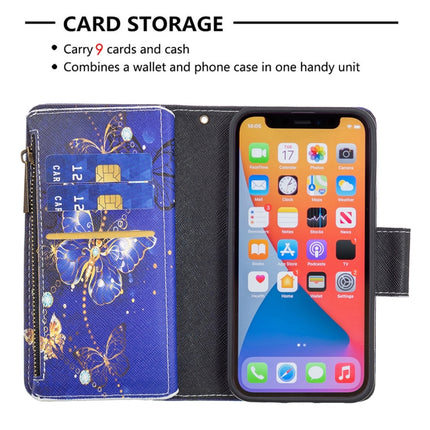 Colored Drawing Pattern Zipper Horizontal Flip Leather Case with Holder & Card Slots & Wallet For iPhone 13 Pro Max(Purple Butterfly)-garmade.com