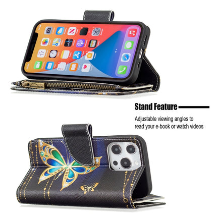 Colored Drawing Pattern Zipper Horizontal Flip Leather Case with Holder & Card Slots & Wallet For iPhone 13 Pro Max(Big Butterfly)-garmade.com