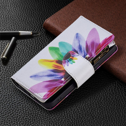 Colored Drawing Pattern Zipper Horizontal Flip Leather Case with Holder & Card Slots & Wallet For iPhone 13 Pro Max(Sun Flower)-garmade.com
