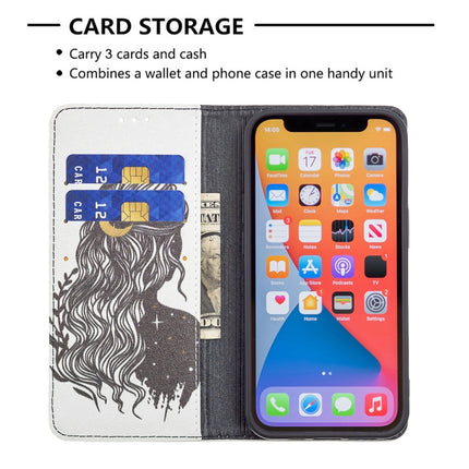 Colored Drawing Pattern Invisible Magnetic Horizontal Flip PU Leather Case with Holder & Card Slots & Wallet For iPhone 13 mini(Girl)-garmade.com