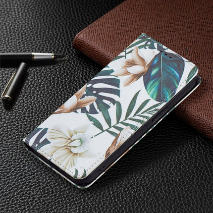 Colored Drawing Pattern Invisible Magnetic Horizontal Flip PU Leather Case with Holder & Card Slots & Wallet For iPhone 13 mini(Red Leaves)-garmade.com