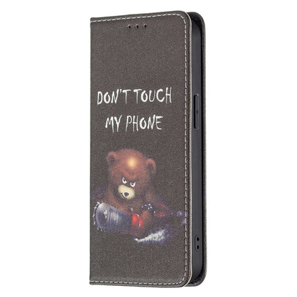 Colored Drawing Pattern Invisible Magnetic Horizontal Flip PU Leather Case with Holder & Card Slots & Wallet For iPhone 13 mini(Bear)-garmade.com
