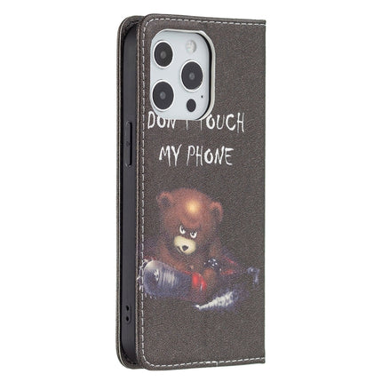 Colored Drawing Pattern Invisible Magnetic Horizontal Flip PU Leather Case with Holder & Card Slots & Wallet For iPhone 13 mini(Bear)-garmade.com