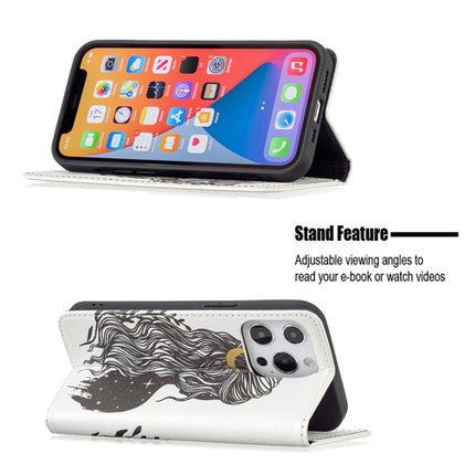 Colored Drawing Pattern Invisible Magnetic Horizontal Flip PU Leather Case with Holder & Card Slots & Wallet For iPhone 13(Girl)-garmade.com