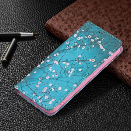 Colored Drawing Pattern Invisible Magnetic Horizontal Flip PU Leather Case with Holder & Card Slots & Wallet For iPhone 13(Plum Blossom)-garmade.com