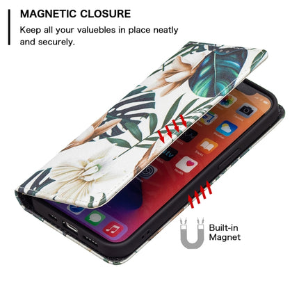 Colored Drawing Pattern Invisible Magnetic Horizontal Flip PU Leather Case with Holder & Card Slots & Wallet For iPhone 13(Red Leaves)-garmade.com