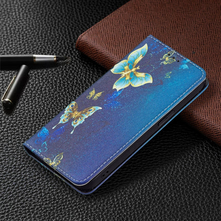 Colored Drawing Pattern Invisible Magnetic Horizontal Flip PU Leather Case with Holder & Card Slots & Wallet For iPhone 13(Gold Butterflies)-garmade.com