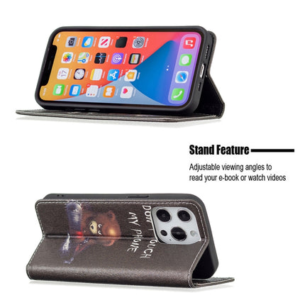 Colored Drawing Pattern Invisible Magnetic Horizontal Flip PU Leather Case with Holder & Card Slots & Wallet For iPhone 13(Bear)-garmade.com