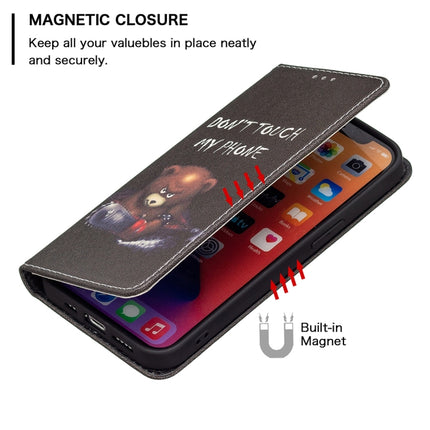 Colored Drawing Pattern Invisible Magnetic Horizontal Flip PU Leather Case with Holder & Card Slots & Wallet For iPhone 13(Bear)-garmade.com