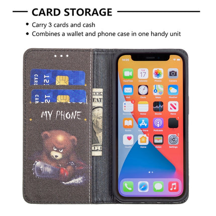 Colored Drawing Pattern Invisible Magnetic Horizontal Flip PU Leather Case with Holder & Card Slots & Wallet For iPhone 13 Pro(Bear)-garmade.com